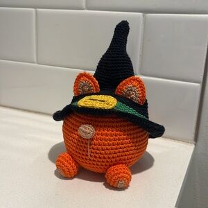 Handcrafted Cat Gnome with Witch Hat Halloween Holiday Decor Amigurui Crochet